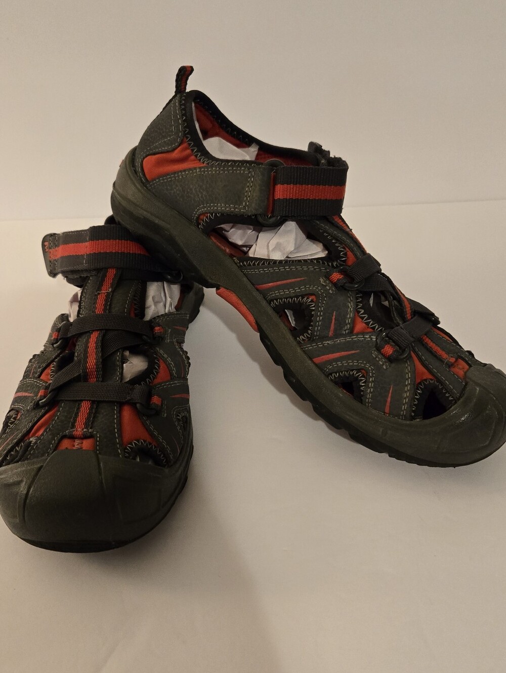 Merrell Hydro MY55688 Mens Gray/Red Adjustable Water Hiking Sandals 6W Leather